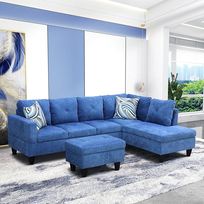 97" W Sectional Sofa with Chaise, Modular Sectional Sofa for Living Room