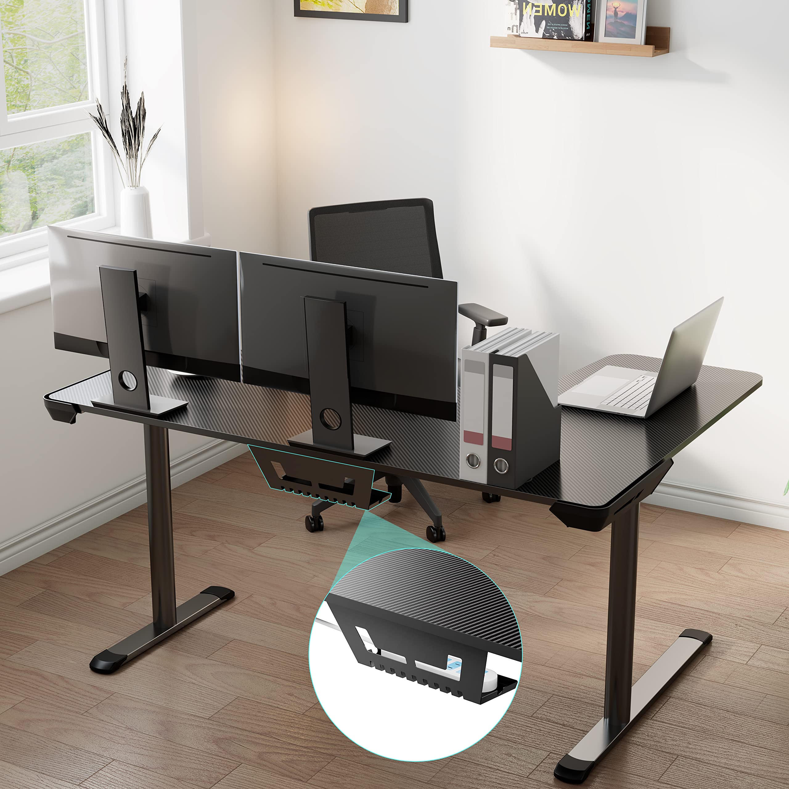 L Shaped Gaming Desk, 60 Inch L60 Home Office Corner PC Computer Gamer Table