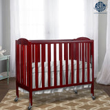 3-in-1 Folding Portable Crib, Cherry, Large