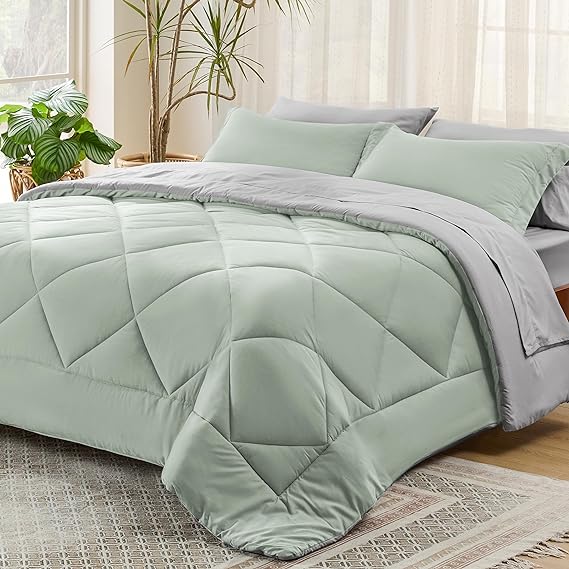 King Size Comforter Set - 7 Pieces Reversible King Bed in a Bag