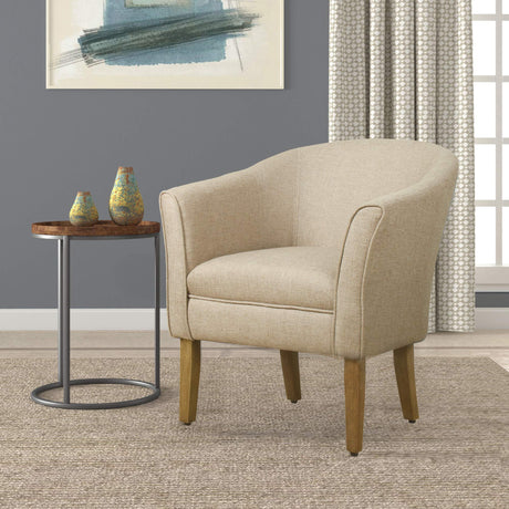 Modern Barrel Accent Chair, Flax Brown