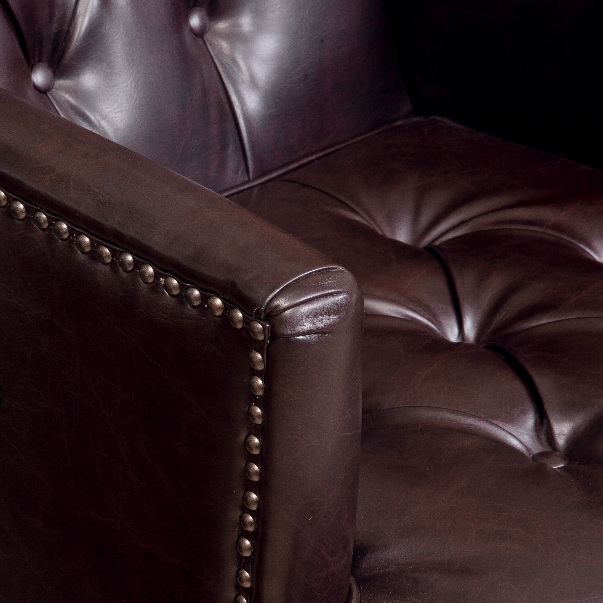 Malone Leather Club Chair, Brown 28D x 29.5W x 33.5H Inch