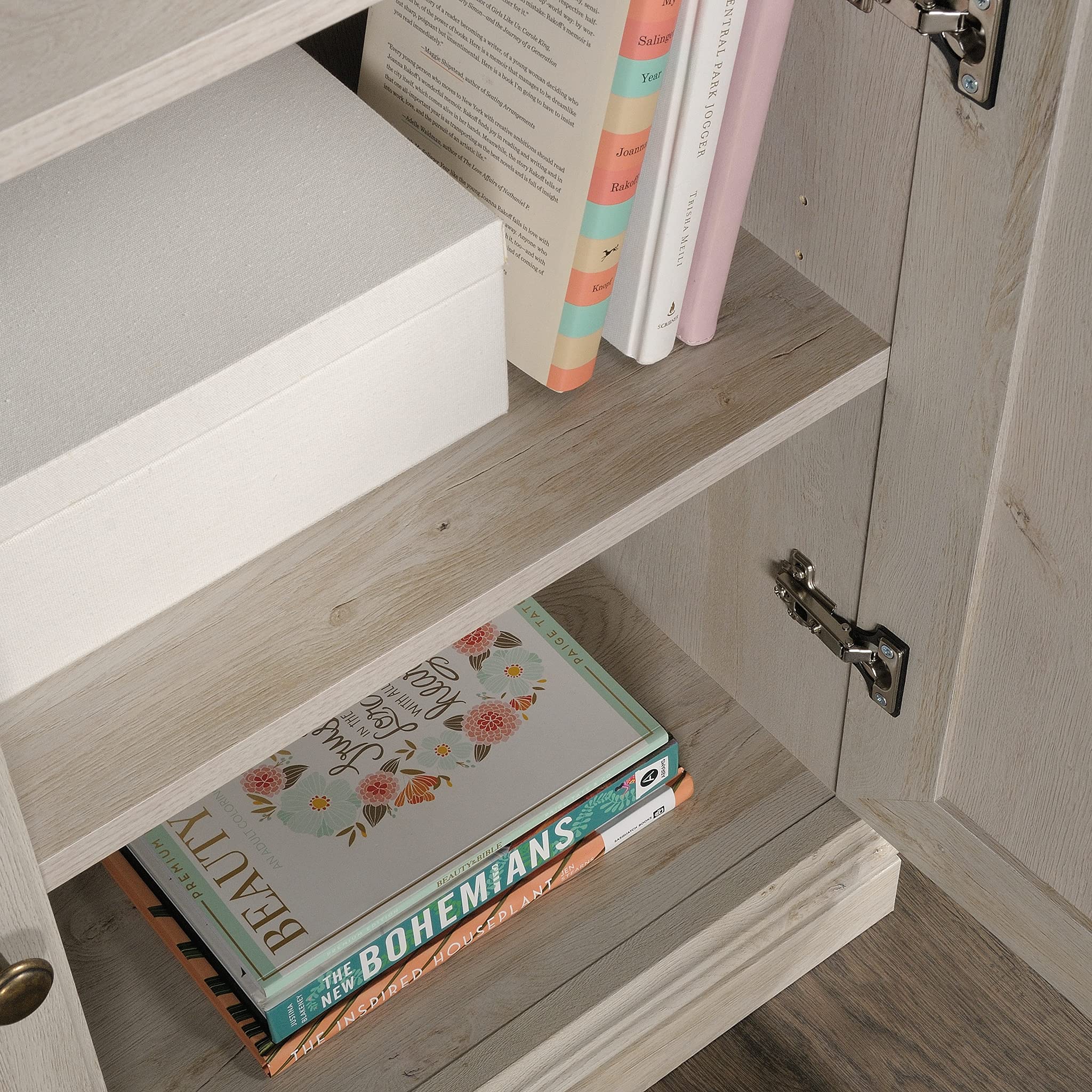 Miscellaneous Storage Bookcase/ Book Shelf With Doors, Chalked Chestnut finish