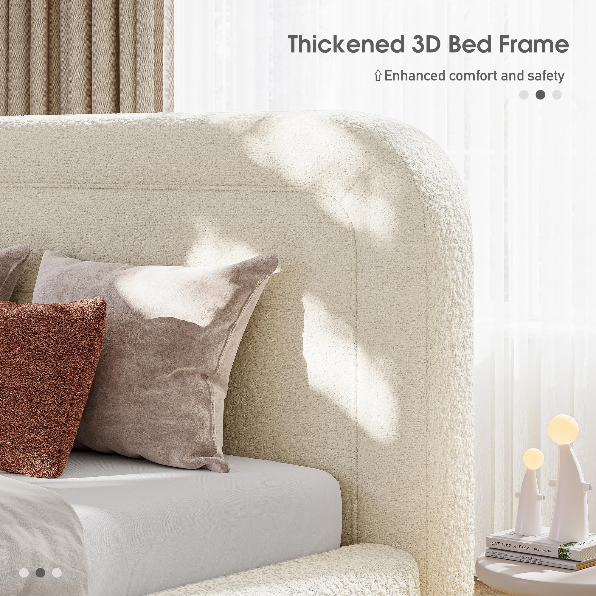 Full Upholstered Cloud Bed Frame with Headboard