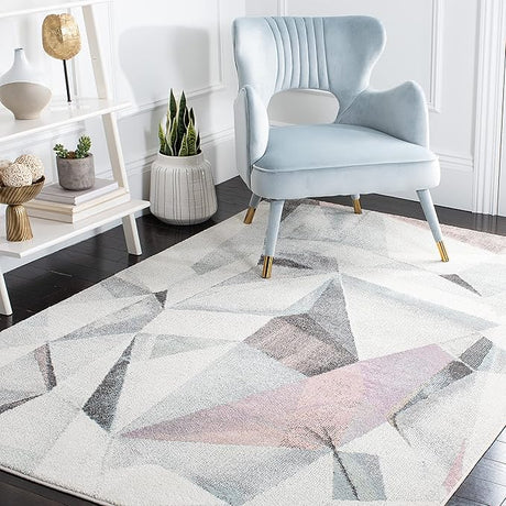 Porcello Collection Area Rug - 8' x 10', Orange & Red, Modern Abstract Design