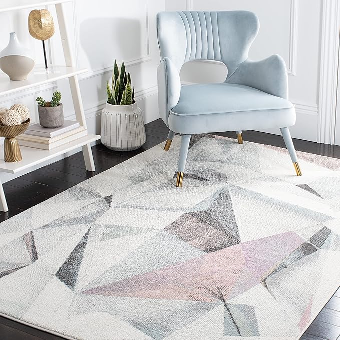 Porcello Collection Area Rug - 8' x 10', Orange & Red, Modern Abstract Design