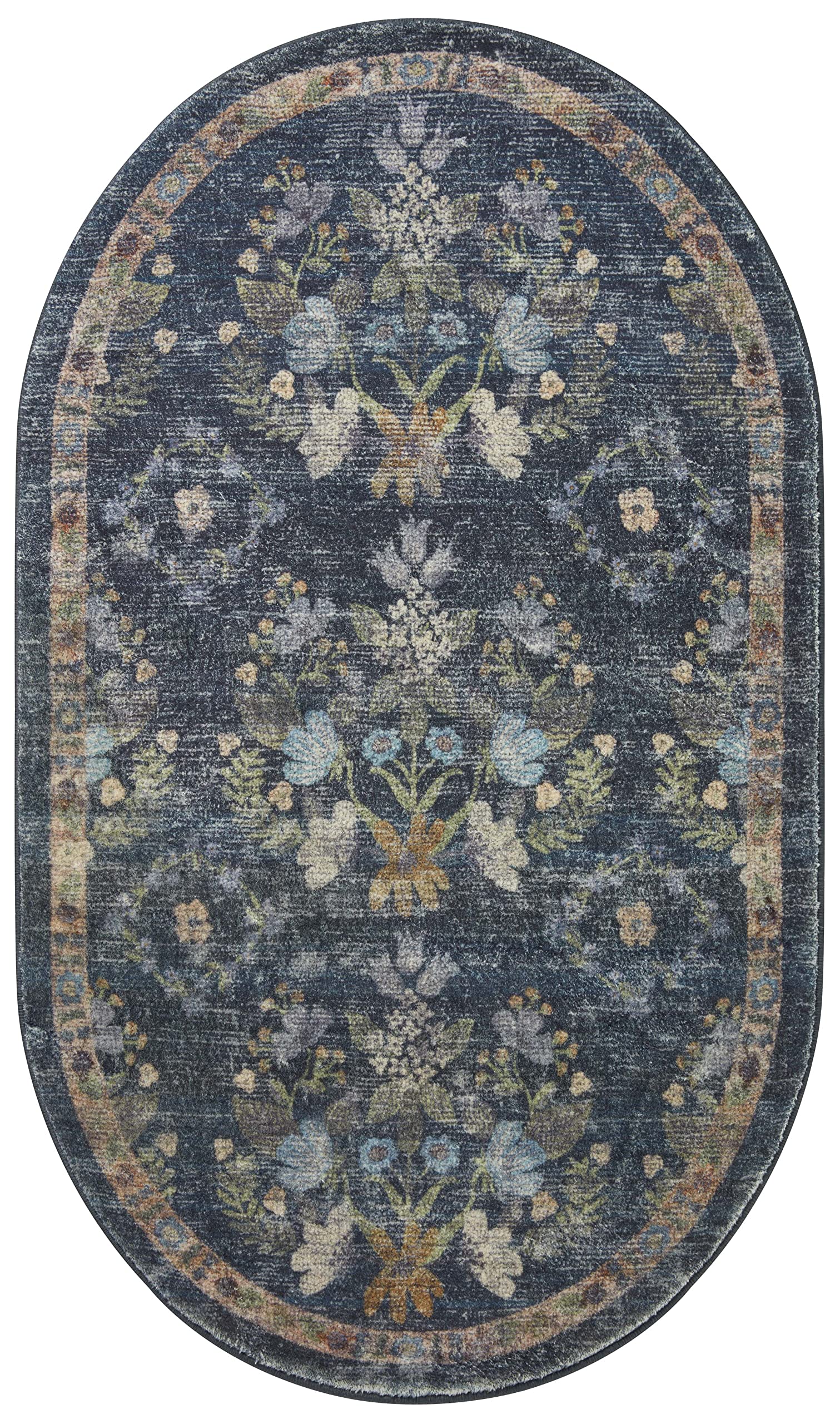 Rifle Paper Co. x Loloi Courtyard Collection COU-04 Navy 5'-0" x 7'-6" Area