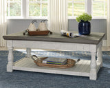 Havalance Farmhouse Lift Top Coffee Table with Fixed Shelf and 2 Hidden Storage Trays