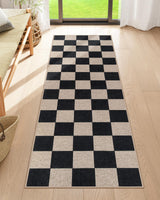 Checkered Easy Jute Runner Rug, 2x6 Hallway Kitchen Runner Rug Non Slip Washable