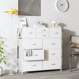 White Dresser for Bedroom 10 Drawers, Tall Fabric Dressers Chest of Drawers for Closet,