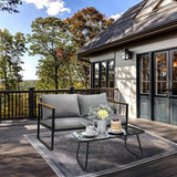 Outdoor Patio Loveseat,All-Weather Wicker Loveseat with Cushions – Rattan