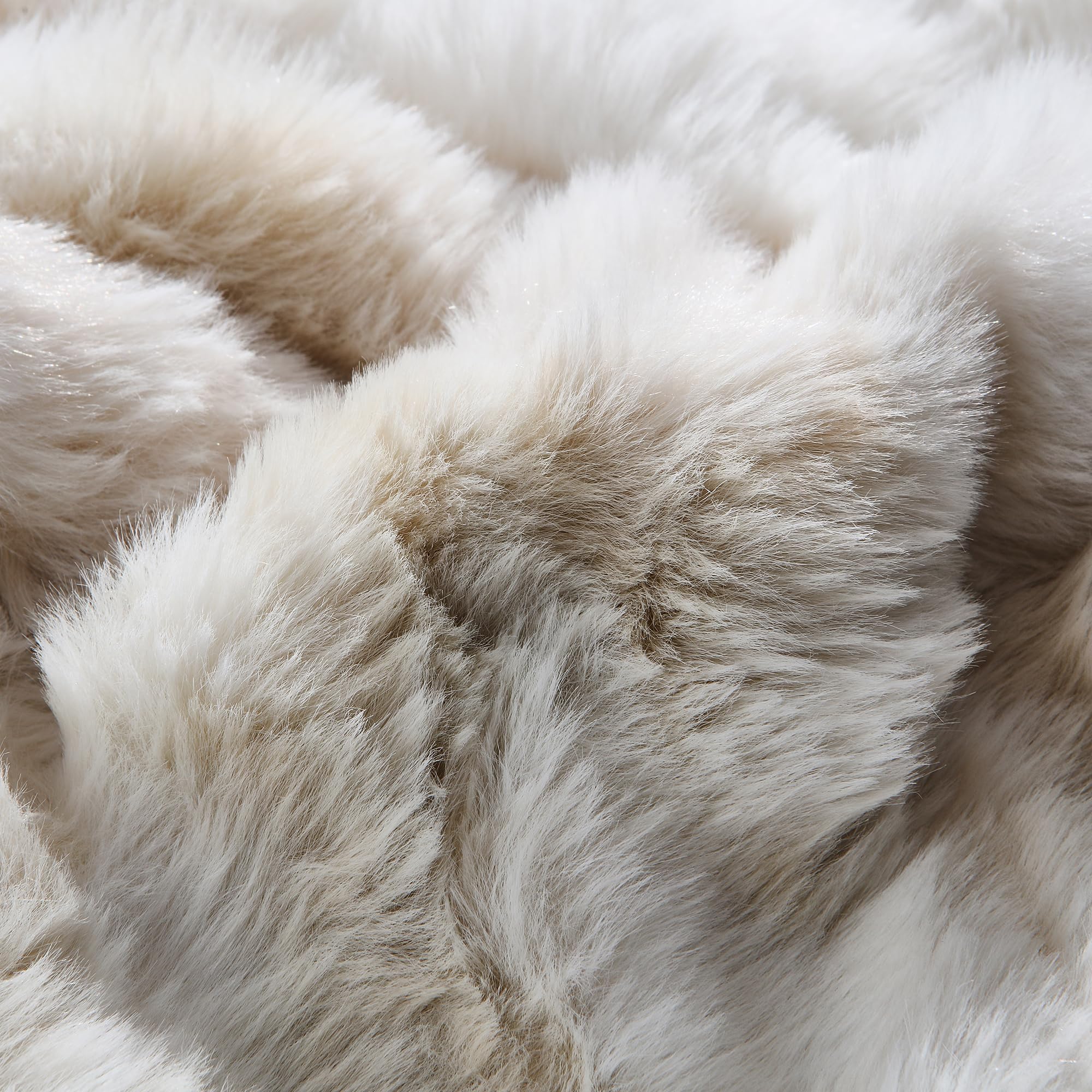 Faux Rabbit Fur Comforter Set Queen - Tie-Dye Brown