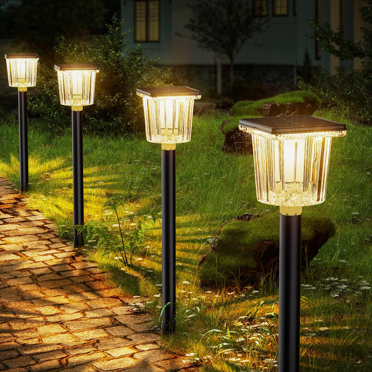 Bright Solar Pathway Lights Outdoor, 8 Pack Solar Powered Garden Lights IP65 Waterproof