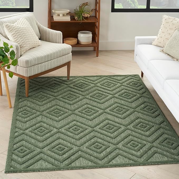 Versatile Indoor/Outdoor Denim Blue 7' x 10' Area Rug, Easy Cleaning