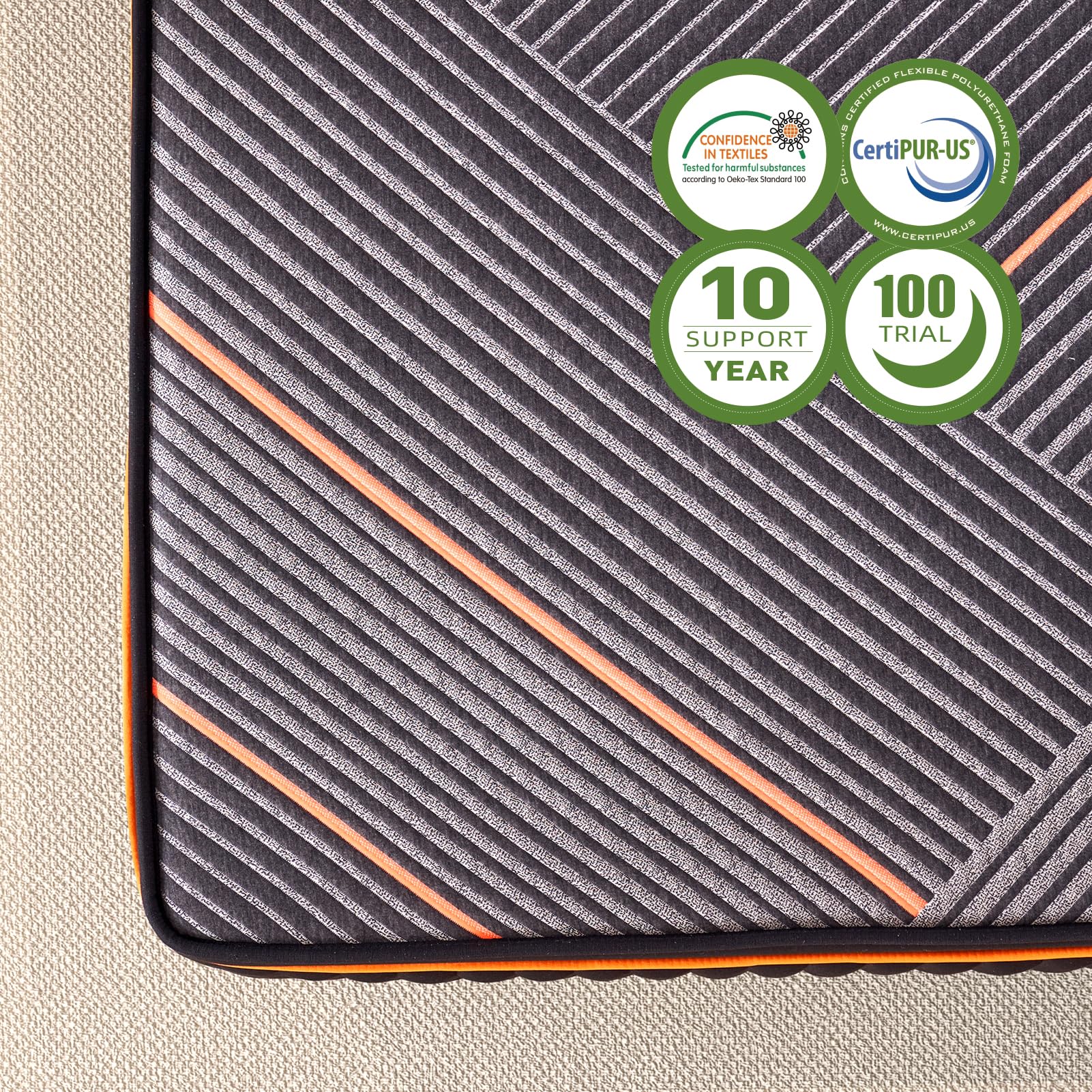 King Mattress, 14 Inch Plush Hybrid Mattress, Black Memory Foam