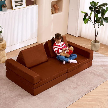 Couch Extended Size 8PCS for Family, Floor Sofa Couch Modular Funiture for Kids Adults,