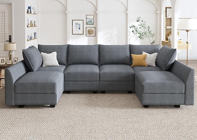 Modular Sectional Sofa U Shaped Sectional Couch with Reversible Chaise Modular Couch