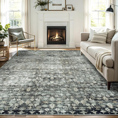 Area Rugs for Living Room Washable, Neutral Vintage Rug Large for Dining Room Bedroom