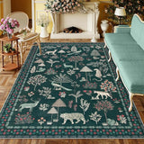 Jungle Animal 8x10 Rugs for Living Room, Green Soft Bedroom Rug 8x10 Under Bed