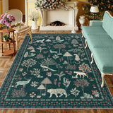 Jungle Animal 8x10 Rugs for Living Room, Green Soft Bedroom Rug 8x10 Under Bed