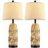 28.5" Rattan Table Lamps for Living Room, Touch Lamps for Bedrooms Set of 2, Night