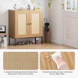 Rattan Storage Cabinet with Doors, Modern Sideboard Buffet Cabinet