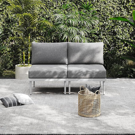 7 Pieces Metal Patio Furniture Set, Outdoor Sectional Sofa w/6 Inch Olefin Cushion and Coffee Table