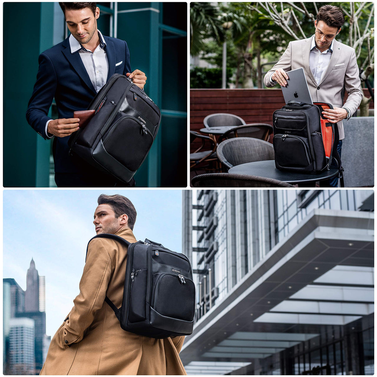 Onyx Premium Business Executive Laptop Backpack - Ballistic Nylon and Leather Office Backpack Laptop Bag