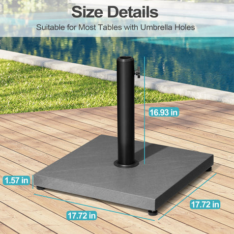 Patio Umbrella Base, 40lbs Outdoor Heavy Duty Square Concrete Stand Market Umbrella