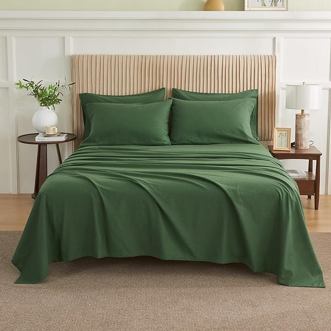 Belgian Linen Sheet Set Solid Color - 6 Pieces (1 Flat Sheet & 1 Fitted Sheet & 4 Pillowcases