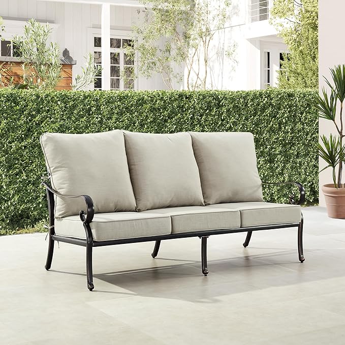 Black Aluminum Patio Deep Seating Outdoor Two Seater Loveseat