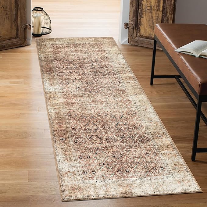 Machine Washable Area Rugs with Non-Slip Backing, Ideal for Hallway, Living Room