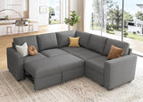 Modular Sectional Sleeper Sofa Bed, Velvet Sectional Couch with Pullout Bed U Shaped