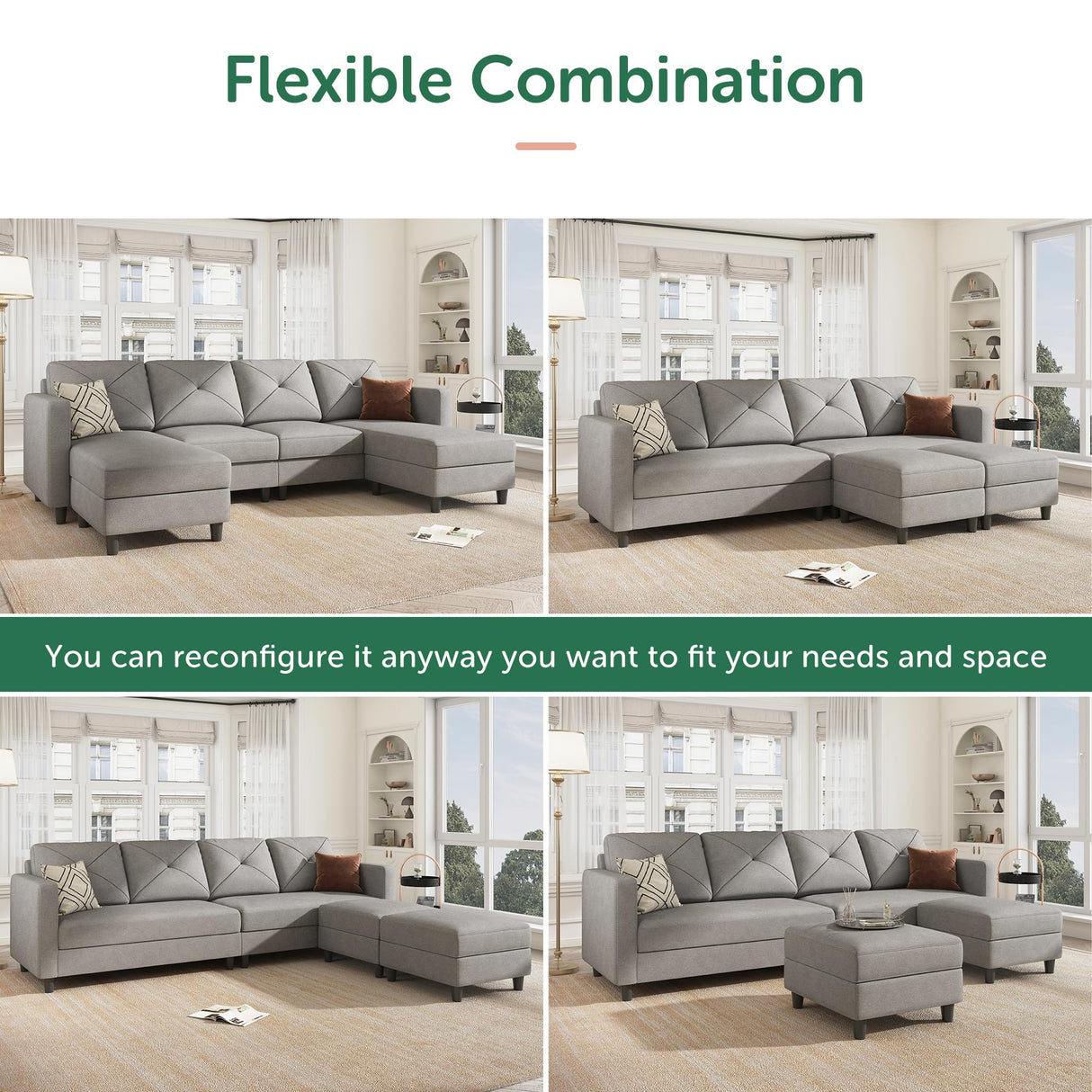 U Shaped Sectional Couch Convertible Sectional Couch