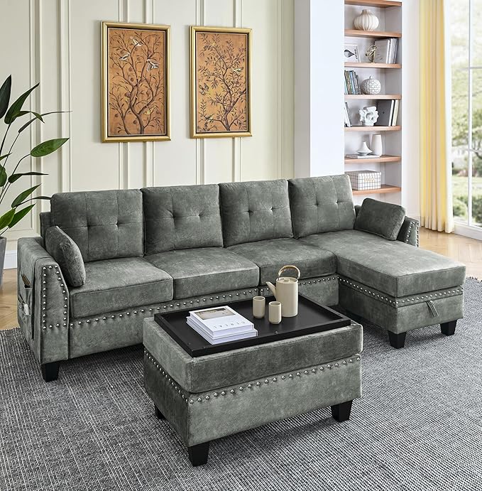 Living Room Furniture Sets,3-Piece Sectional Sofa Set with 2 Cup Holder