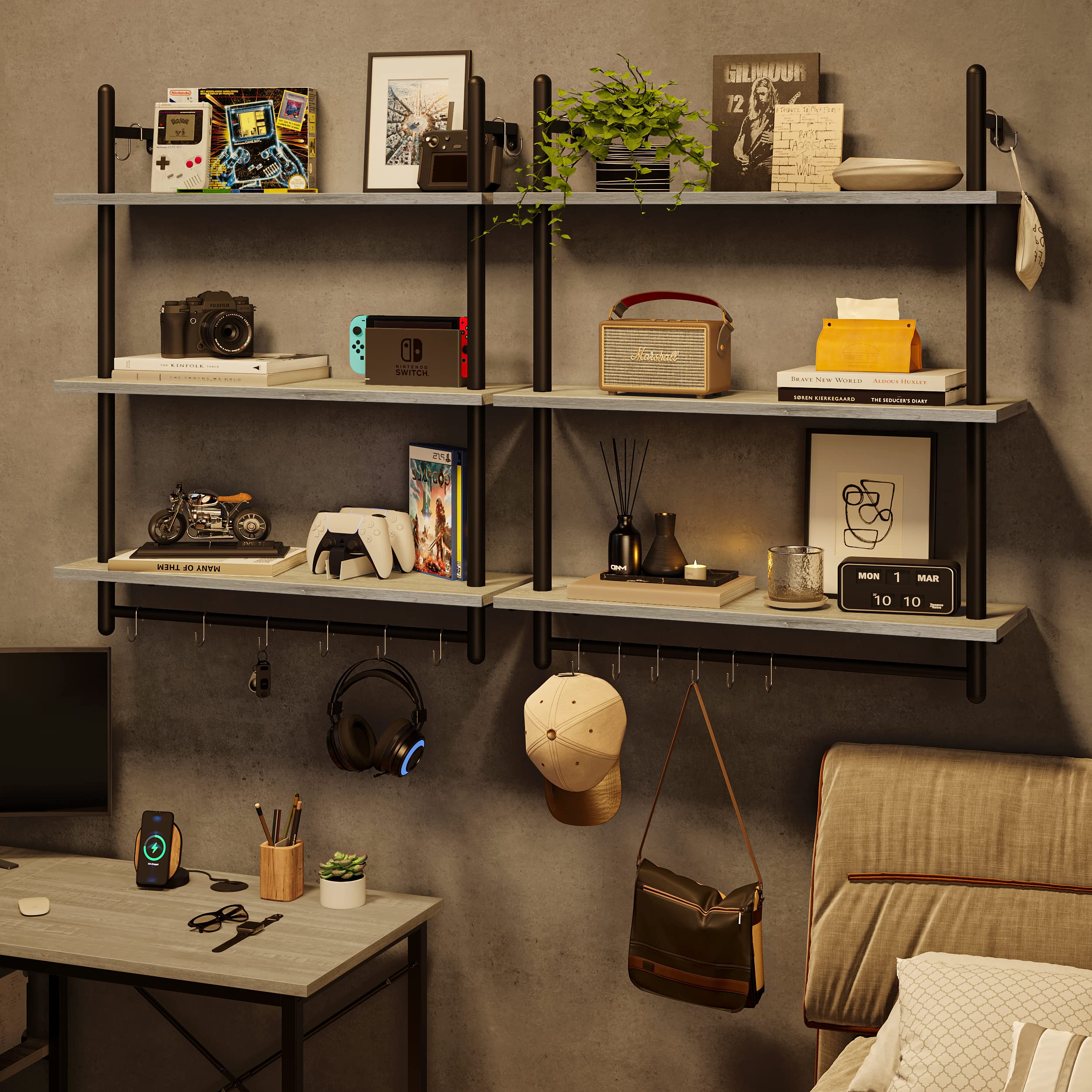 Floating Shleves Wall Mounted Kitchen Shelves, Storage Hanging Shelves