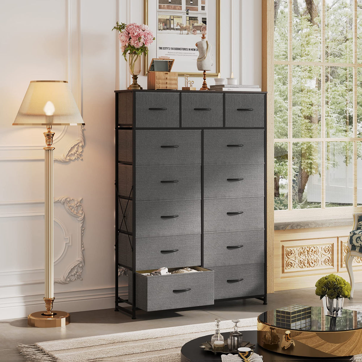 Tall Dresser for Bedroom with 13 Drawers, Storage Dresser Organizer Unit