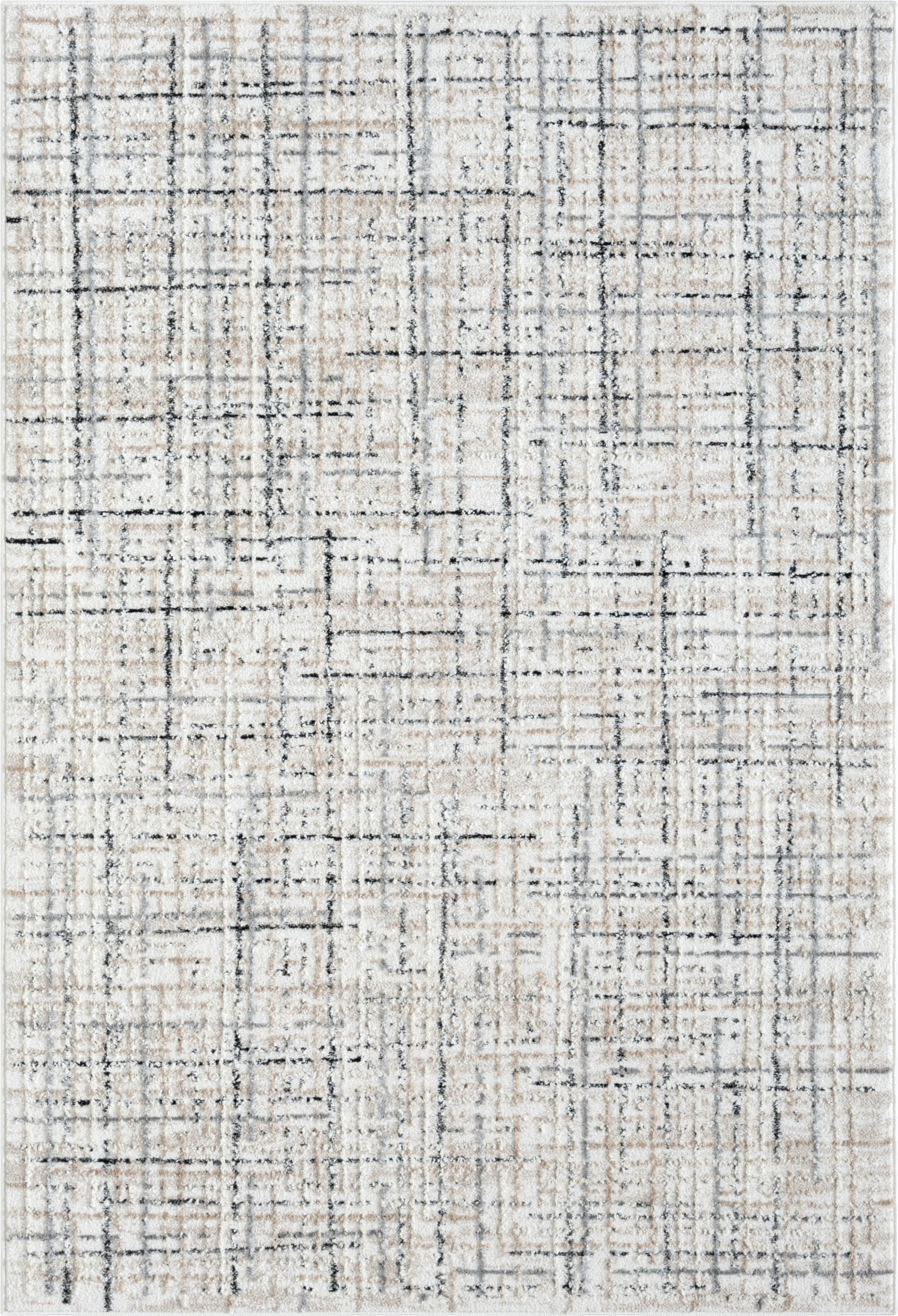 Abani Grey Area Rug for Living Room, Bedroom - Crosshatch Pattern- 8' x 10' -Durable & Easy to Clean