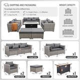 Outdoor Patio Furniture Set Grey Wicker 7 Piece Couch Sets