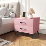 Pink Nightstand with 2 Storage Drawer,Modern Classics Bedside Table with Metal Legs