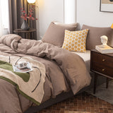 Cotton Duvet Cover King Ultra Soft 100% Cotton Solid Color Coffee Duvet Cover Set with