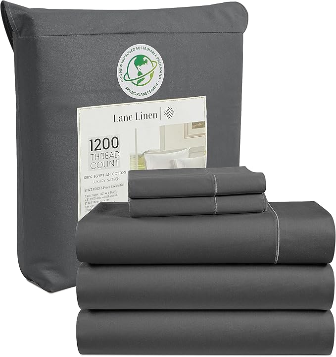 100% Egyptian Cotton King Size Sheets Set - 1200 TC, 4 Pieces - Luxury Sateen Weave Cotton Sheets King Size Set -