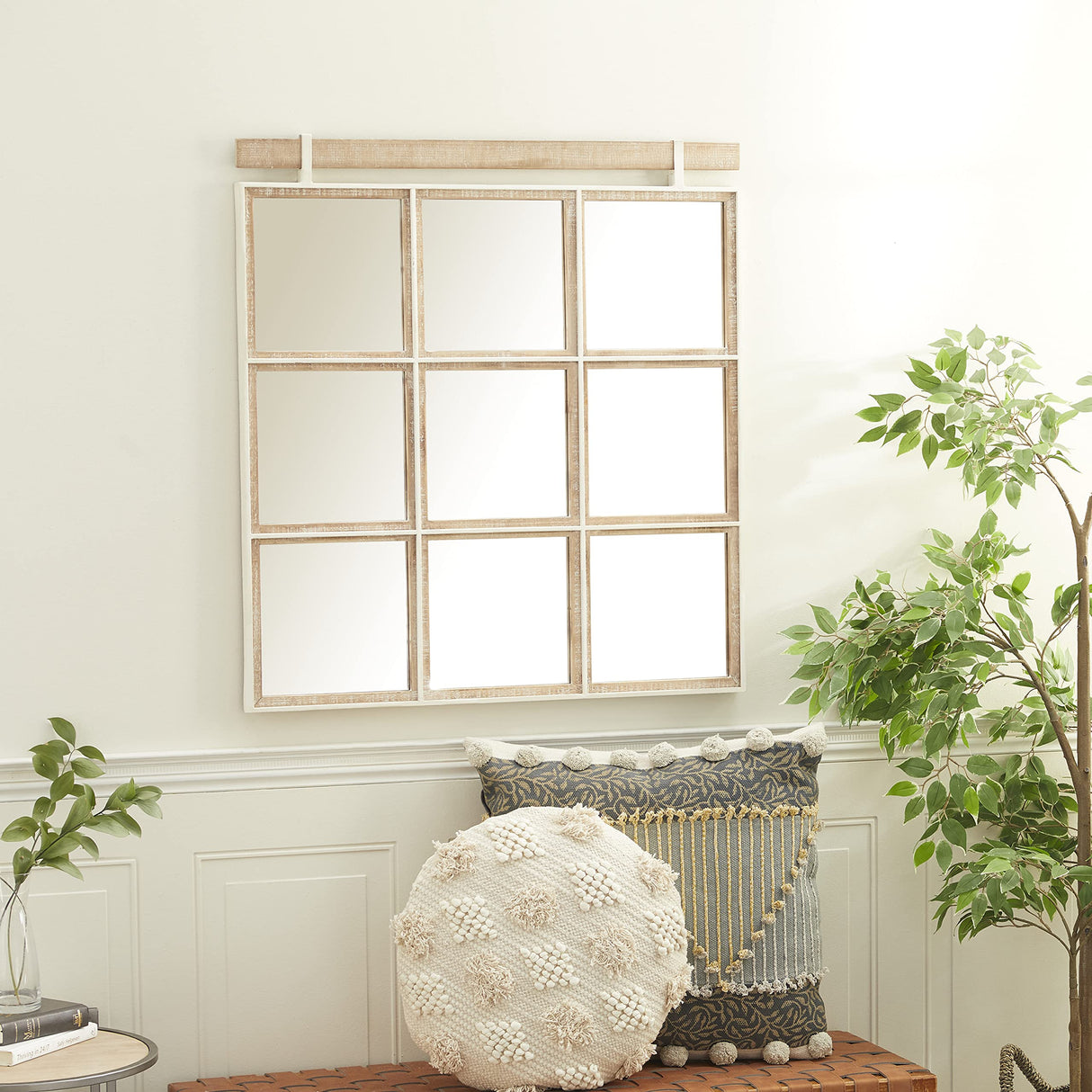 Wall Mirror, 32"L x 1"W x 35"H, Brown