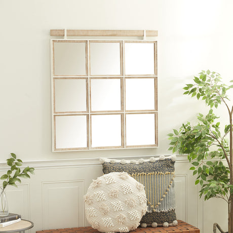 Wall Mirror, 32"L x 1"W x 35"H, Brown