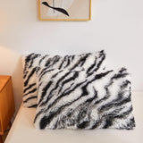 Luxury Zebra Print Faux Fur Duvet Cover Fluffy Bedding Set, Soft Velvet Plush Fuzzy