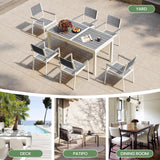 Patio Dining Table for 6-8 Person, Aluminum Grey Outdoor Dining Table