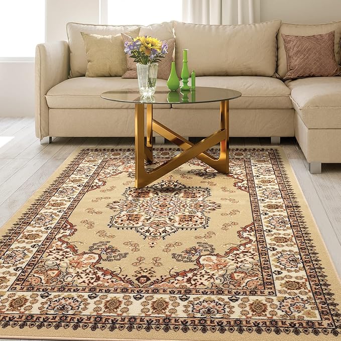 Rugs Alfombras Oriental Traditional 8x10 Non-Skid (Non-Slip) Low Profile Pile Rubber