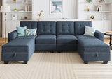 Velvet Sectional Couch with Storage U Shaped Couch with Chaises for Living Room,