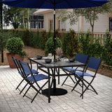 Tory Rectangle Patio Table with Umbrella Hole, Commercial All-Weather Table