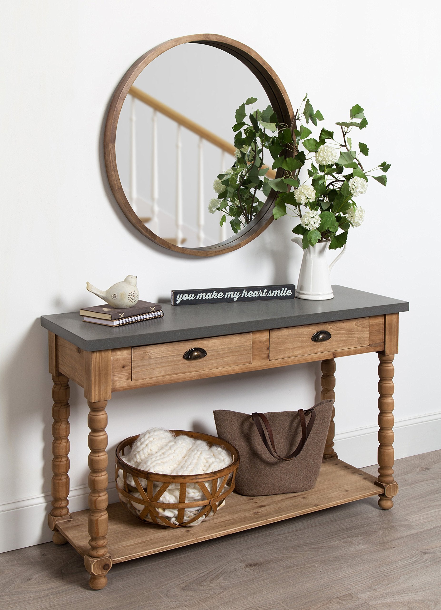 Rutledge Farmhouse Chic Two Drawer Console Table, Rustic Wood